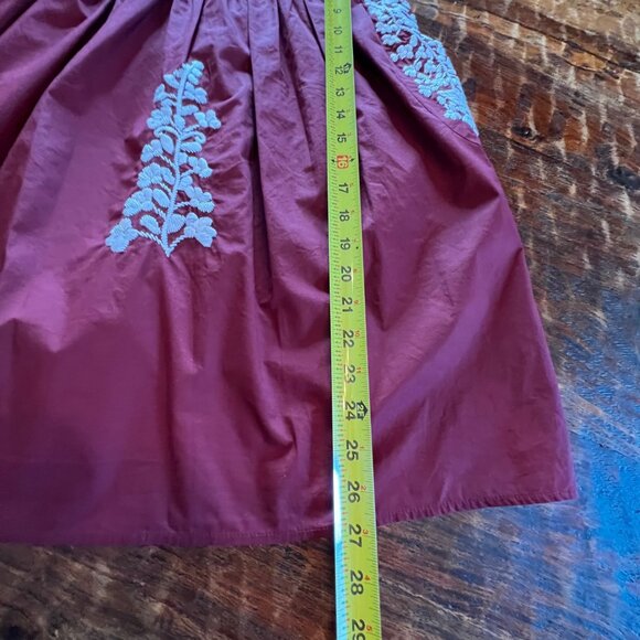 Boho Chic Maroon Sleeveless Embroidered Top With Floral White Detailing Medium S - Picture 8 of 8